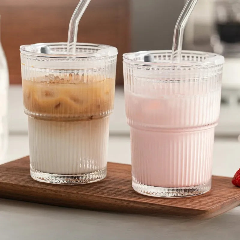 mini mug en verre 450ml avec paille réutilisable | La Gourde