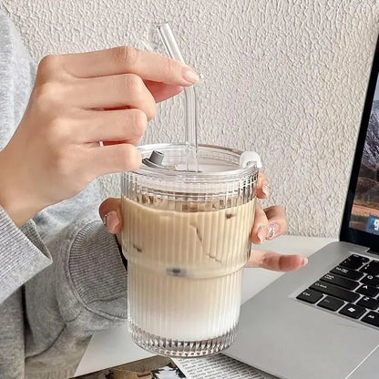 Mug tasse en verre élégante pour bureau et maison avec paille | La Gourdes