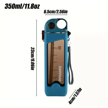 Mini Gourde Enfant Avec Paille 350 ml –  Gourde  pour Eau Carre portable et 100% étanche avec couvercle et paille réutilisable