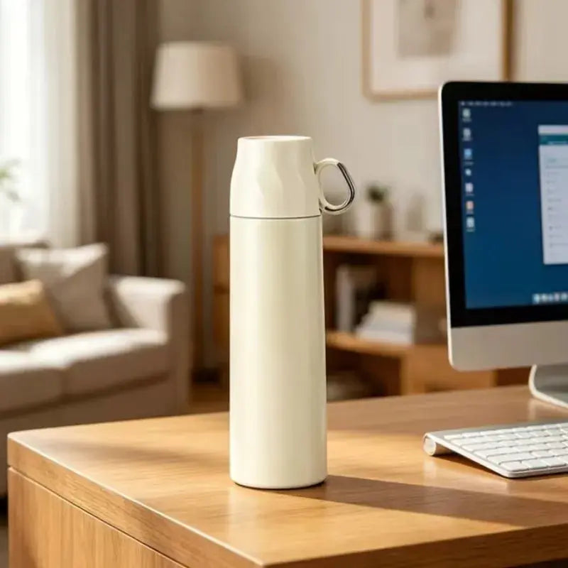Mini Thermos Avec Tasse en acier inoxydable noir – La Gourde ®

