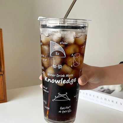 Mug verre Transparent 1000ML avec Paille | Résistant à la Chaleur & Anti-Fuite - La Gourde