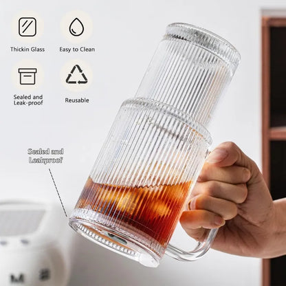 Verre côtelé transparent 760ml avec paille pour café glacé et boissons rafraîchissantes | La Gourde®