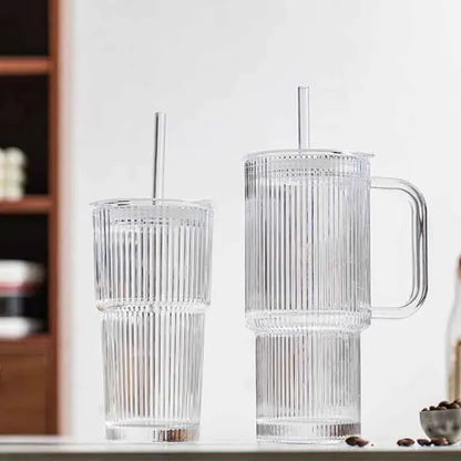 Gobelet en verre réutilisable avec paille alimentaire pour smoothie, jus et café froid | La Gourde®