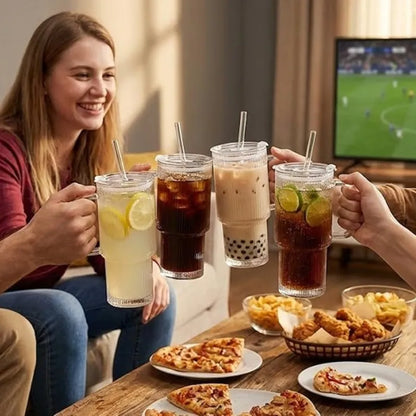 
Mug verre écologique réutilisable avec couvercle et paille pour remplacer les gobelets jetables | La Gourde®