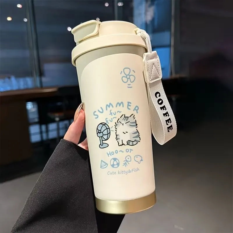 Mug coffee réutilisable avec isolation thermique et design chat mignon  | La Gourde®