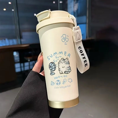Mug coffee réutilisable avec isolation thermique et design chat mignon  | La Gourde®