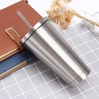 Mug Isotherme Thermos Café 500 ml – mug avec paille et goulot en inox
