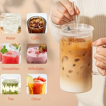 Grand verre transparent avec paille pour thé et smoothie