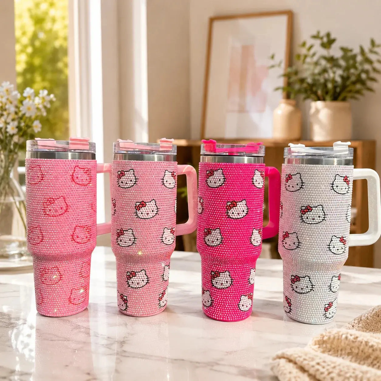 
Mug strass Hello Kitty 1200 ml avec paille