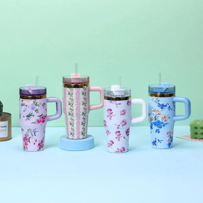 Gourde Thermos Mug Fleurs 14 oz