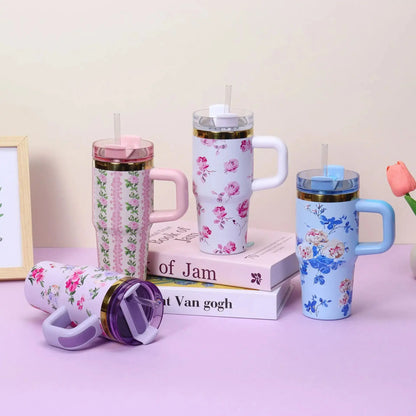 Gourde Thermos Mug Fleurs 14 oz