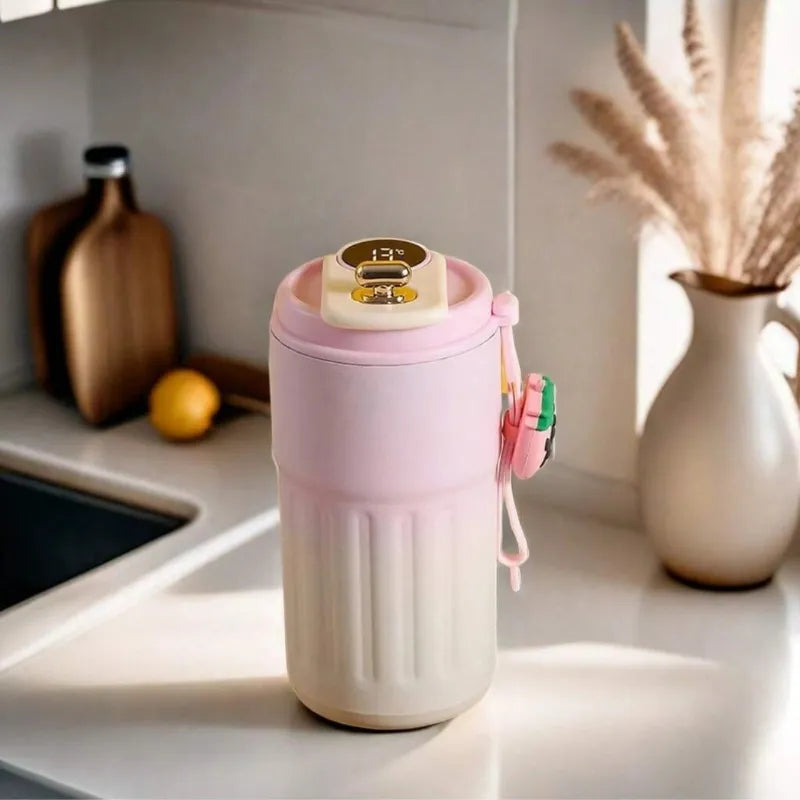 Tasse Connectée Rose 450ML La Gourde avec affichage LED de température pour café et thé chaud, mug intelligent isotherme nomade. | La Gourde