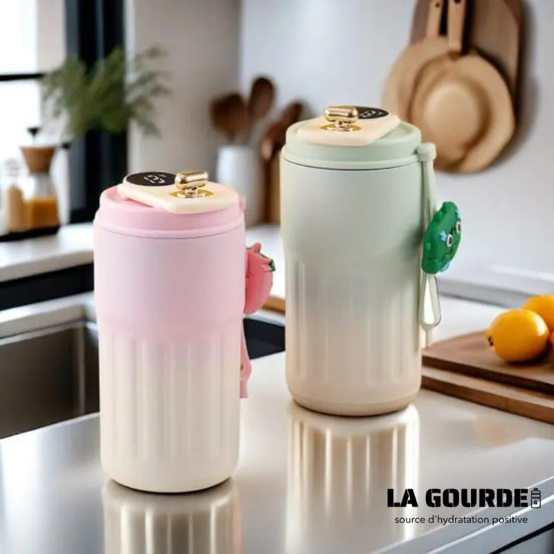Mug intelligent Vert 450ML La Gourde à double paroi sous vide avec affichage numérique de température pour café, thé et infusion.