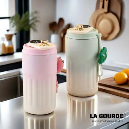 Mug intelligent Vert 450ML La Gourde à double paroi sous vide avec affichage numérique de température pour café, thé et infusion.