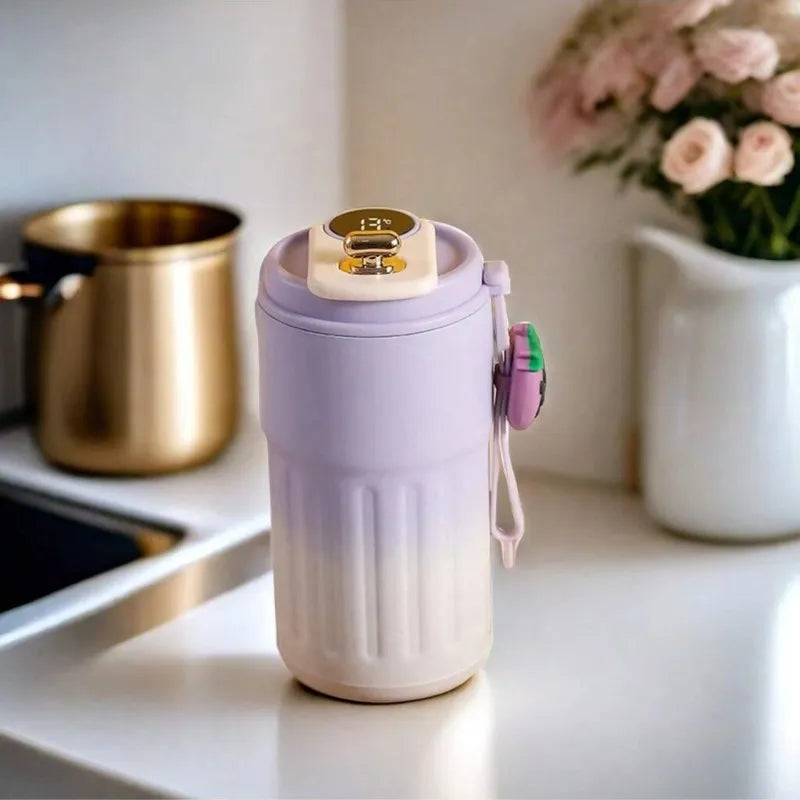 Tasse Connectée Violet 450ML La Gourde avec affichage LED de température, mug intelligent isotherme pour café chaud, thé et boissons froides.