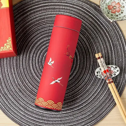 Thermos Chinois Rétro avec filtre à thé et double paroi ( Rouge) – La Gourde ®