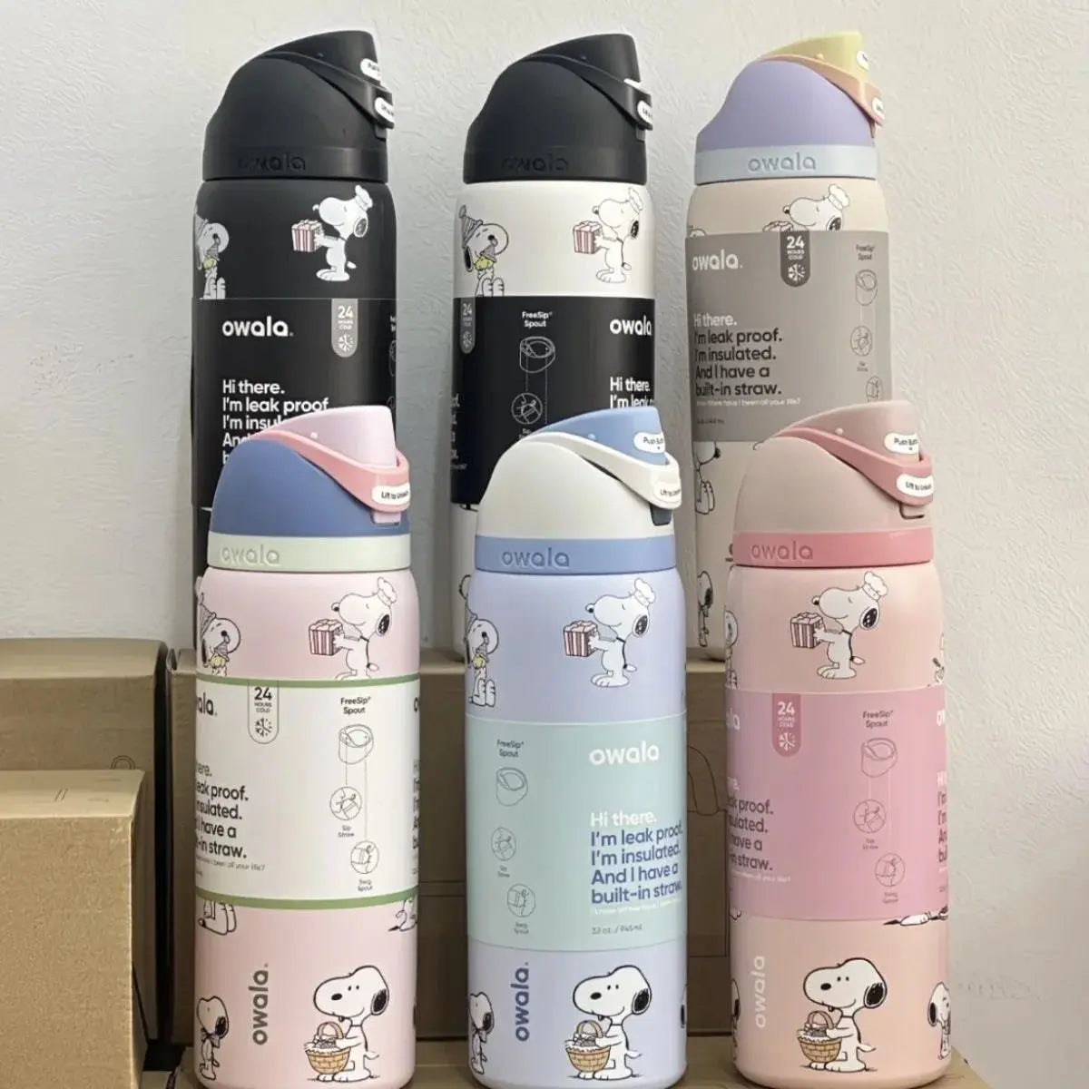 Thermos Snoopy 24 oz 710 ml en acier inoxydable 304 avec paille