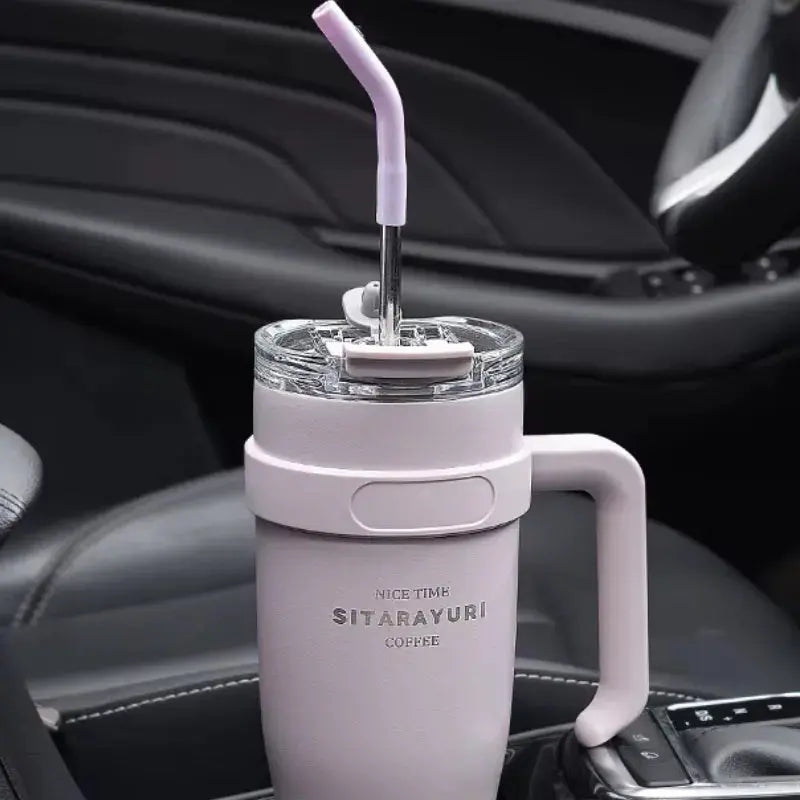 Travel Mug Avec Paille En Inox idéal pour café et thé à emporter