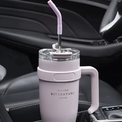 Travel Mug Avec Paille En Inox idéal pour café et thé à emporter