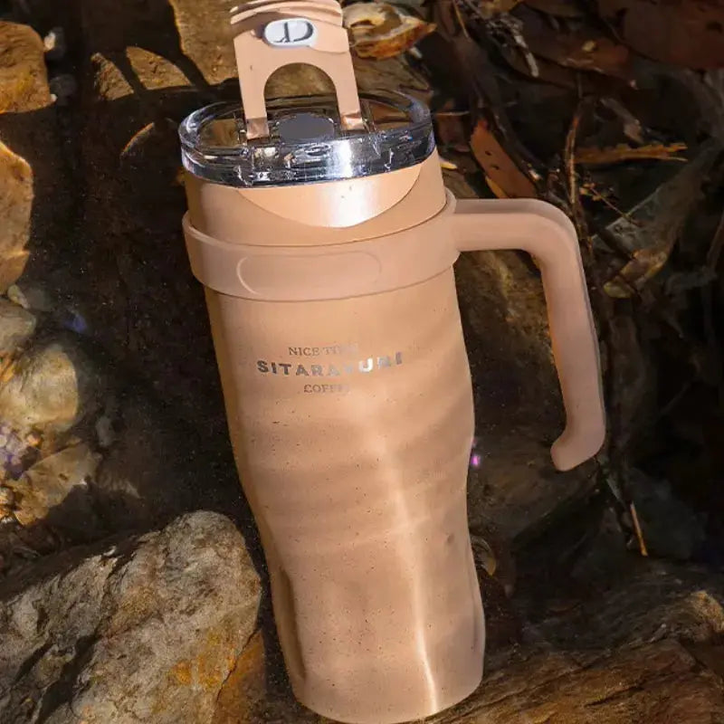 Travel Mug Avec Paille En Inox pour café chaud au bureau et en voyage
