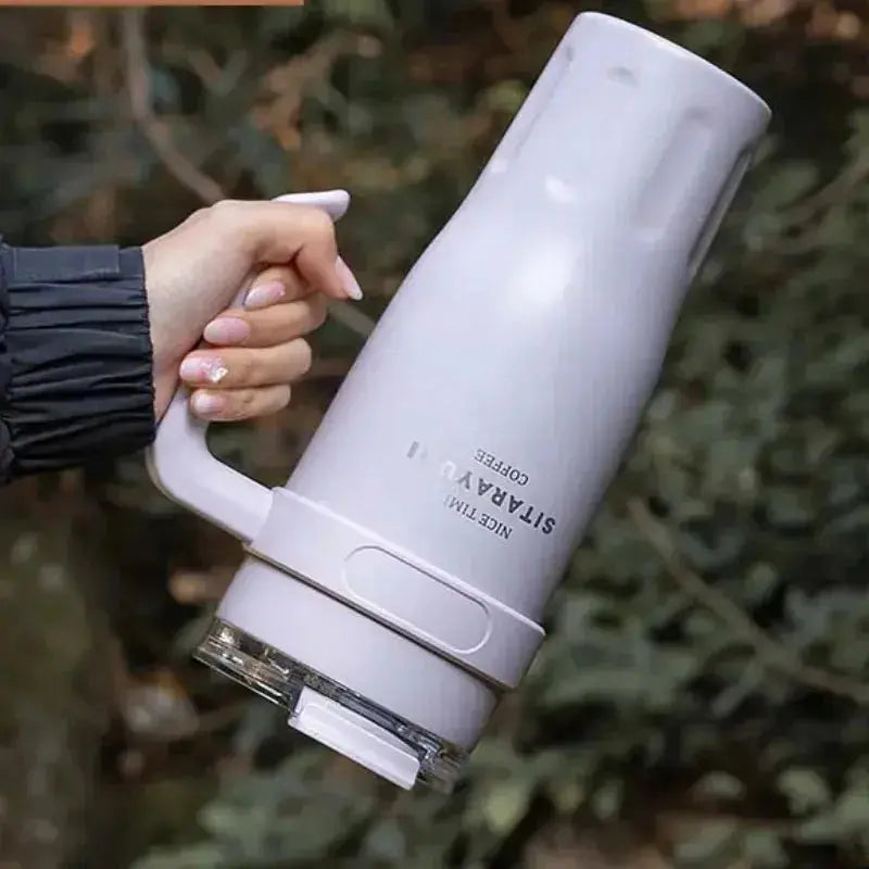 Travel Mug Avec Paille En Inox avec poignée ergonomique pour trajets quotidiens
