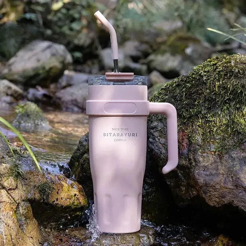 
Travel Mug Avec Paille En Inox avec paille et couvercle anti-fuite pour boissons nomades