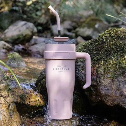 
Travel Mug Avec Paille En Inox avec paille et couvercle anti-fuite pour boissons nomades