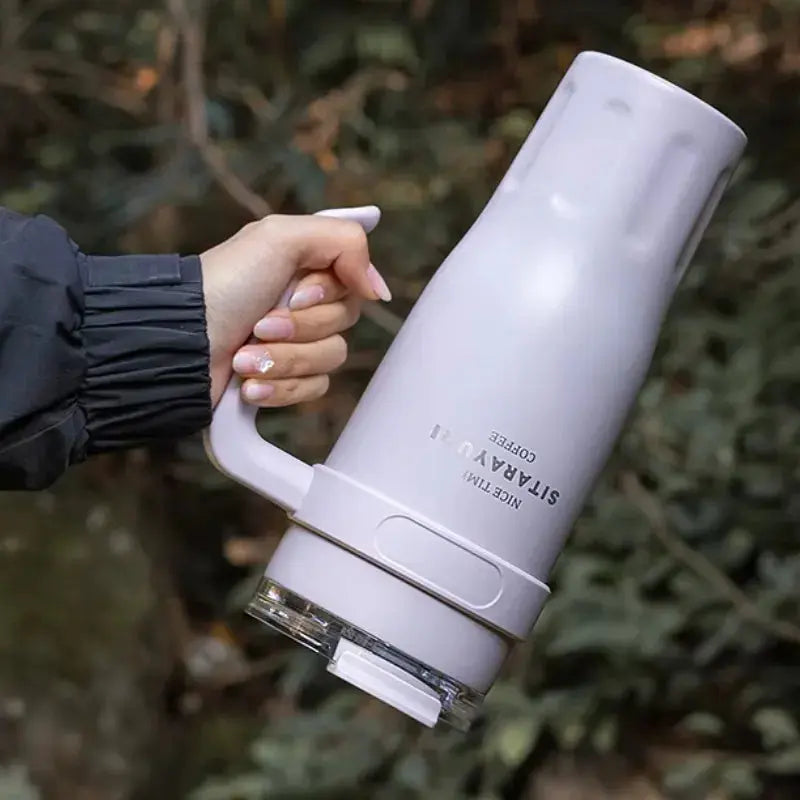 Travel Mug Avec Paille En Inox adapté aux porte-gobelets de voiture