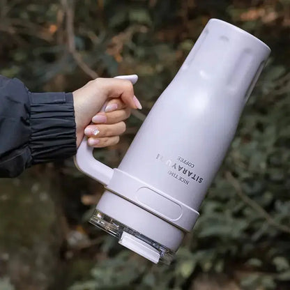 Travel Mug Avec Paille En Inox adapté aux porte-gobelets de voiture