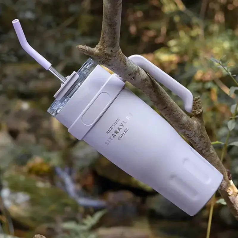 
Travel Mug Avec Paille En Inox avec couvercle anti-fuite pour déplacements
