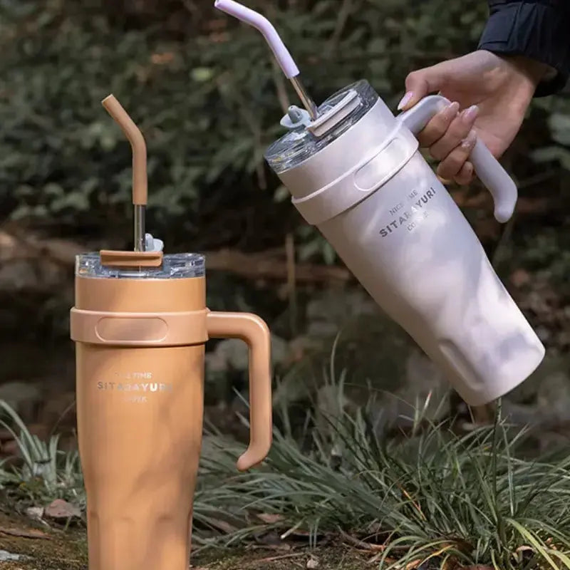 
Travel Mug Avec Paille En Inox avec paille et couvercle anti-fuite pour boissons transportable