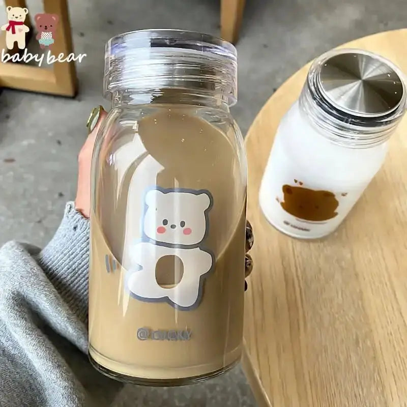 bouteille eau verre borosilicate design ours | La Gourde
